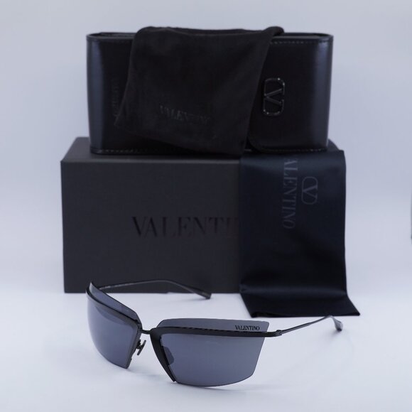 Valentino V-LURE VLS-130A Square Sunglasses - Shiny Black/Grey - Picture 1 of 9
